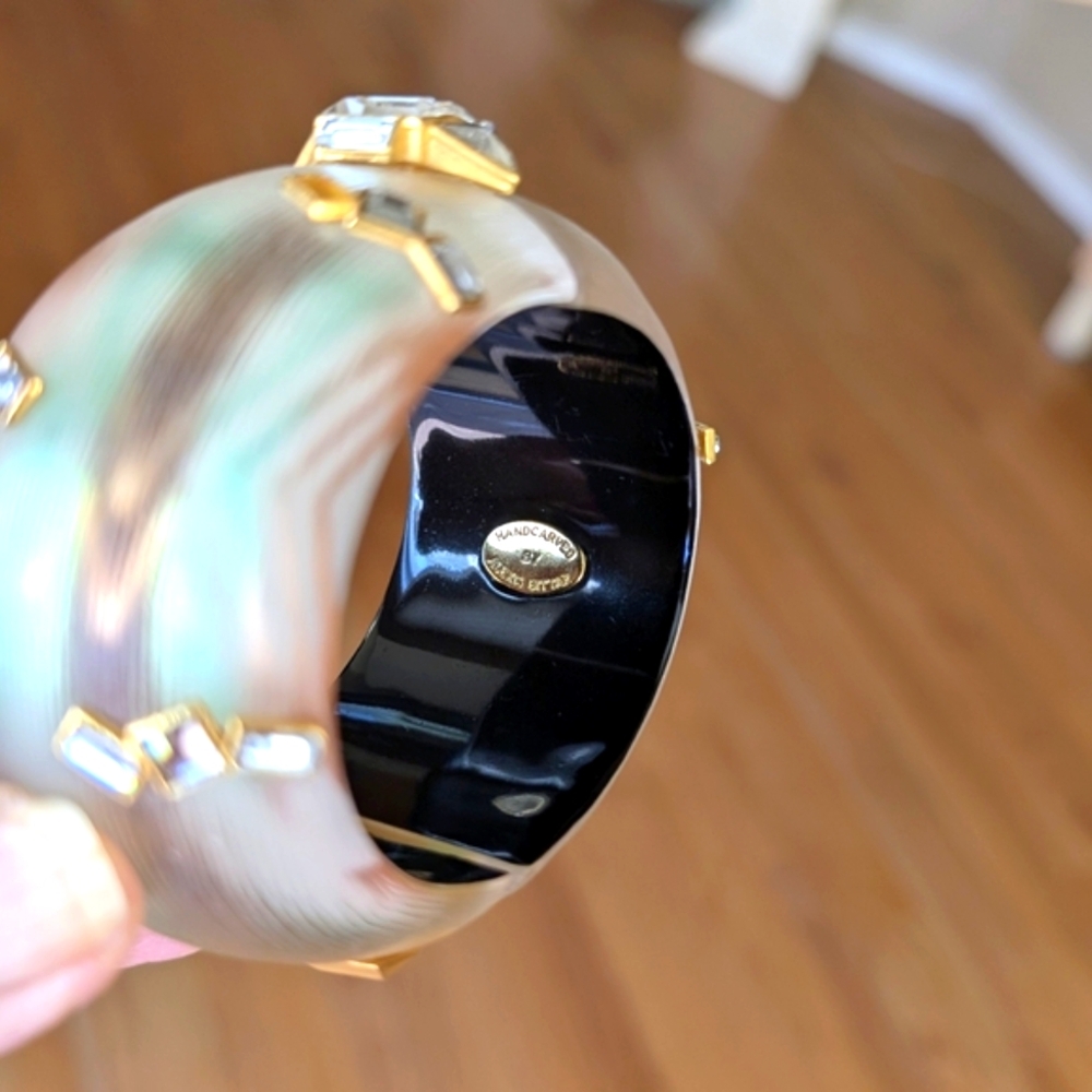 Alexis Bittar NWOT Wide Lucite Southwestern-Hued Bangle With Crystals - Picture 4 of 11